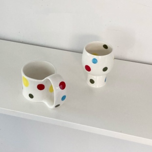 CINCIN 「秋季限定」彩色波点陶瓷餐具 咖啡杯酒杯餐盘礼物可爱