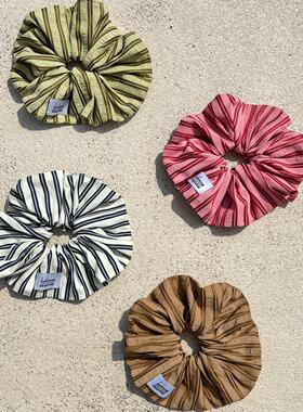 Bathroom「珍宝甜甜圈」百搭条纹大肠圈发圈基础发饰质感韩系法式