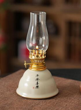 复古露营礼佛怀旧茶室陶瓷油灯