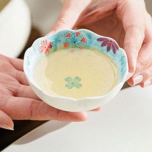 高颜值海青堆彩花朵茶杯陶瓷个人专用茶盏家用品茗杯功夫茶具碗杯