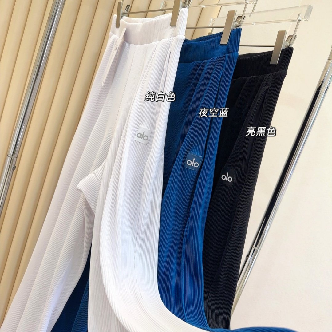 Al0同款褶皱阔腿裤女宽松休闲直筒垂感运动裤薄款夏季显瘦女神裤