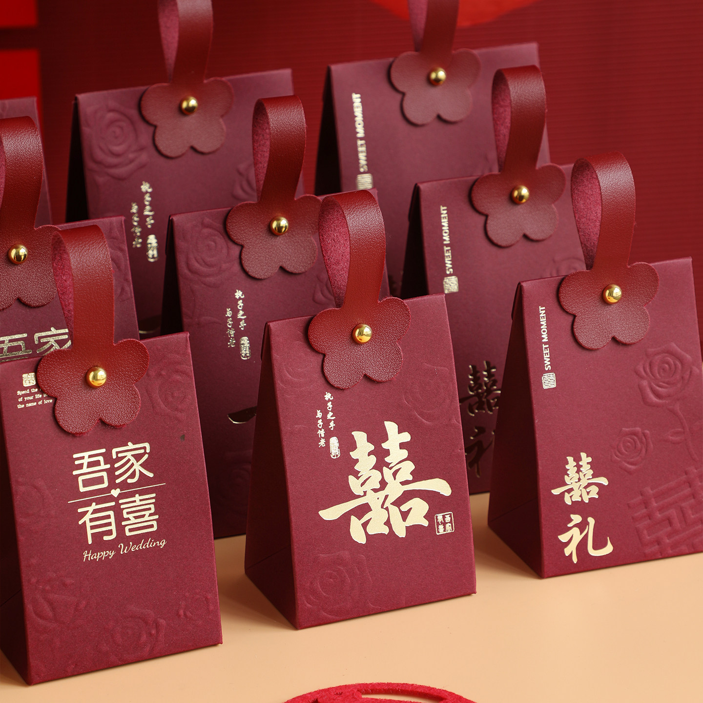 创意婚礼伴手礼手提喜糖袋子结婚喜糖盒子高级感糖果礼盒纸盒空盒