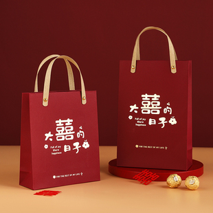 伴娘伴手禮高級感結(jié)婚喜糖袋子網(wǎng)紅婚禮喜糖盒手提袋回禮盒手拎袋