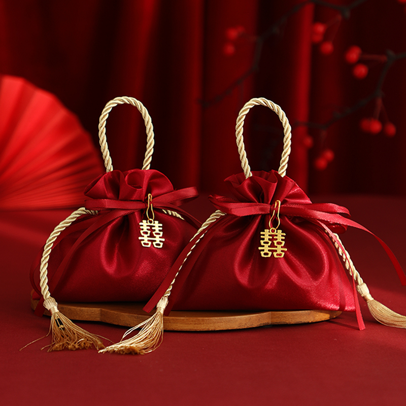 婚礼伴手礼糖盒结婚喜糖盒子中国风高级感喜糖袋布袋子糖果包装袋