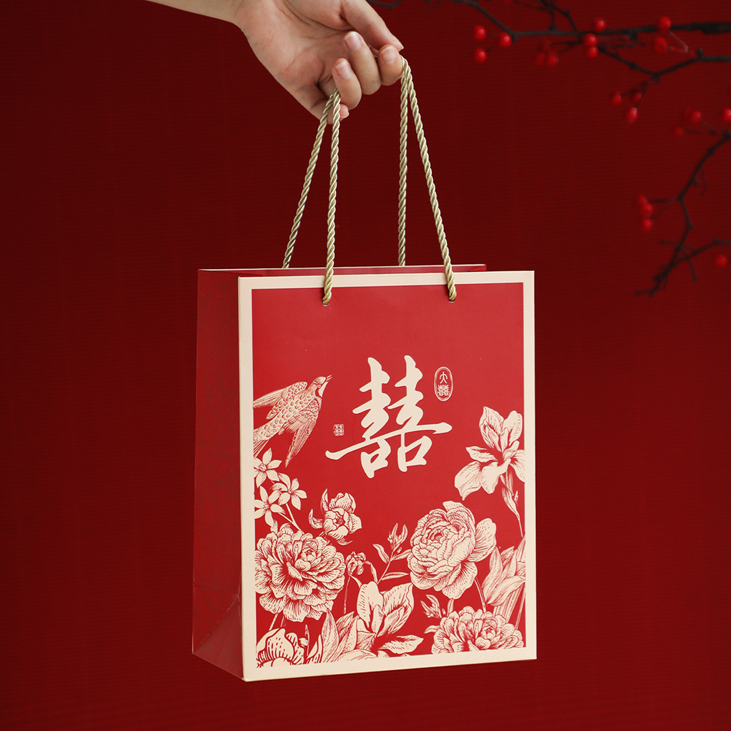 创意婚礼伴手礼回礼袋结婚喜糖盒子手提袋高级感婚庆喜糖袋子口袋