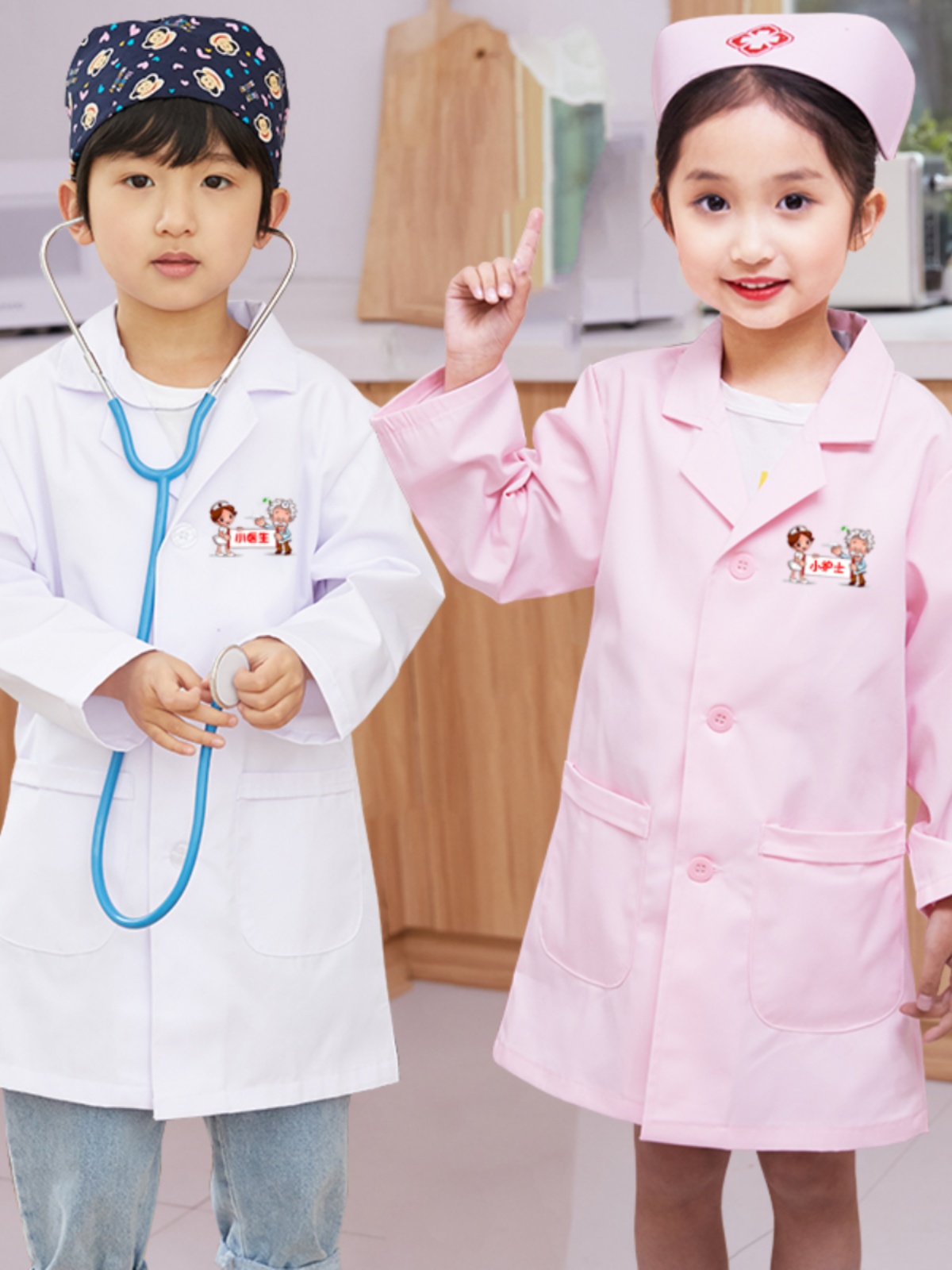 Children's doctor nurse clothing dental oral white coat kindergarten baby science lab coat professional cute