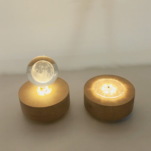 实木电动旋转LED小夜灯