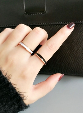 日韩国钛钢情侣戒指镀玫瑰金18K