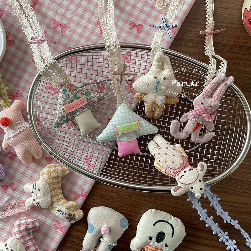 卡通小熊公仔项链布艺儿童甜美配饰蝴蝶结挂脖挂饰兔兔可爱配饰