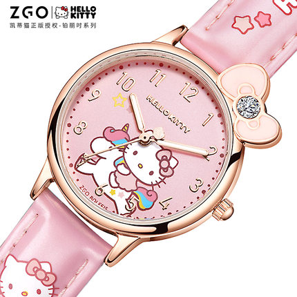 三丽鸥Hellokitty儿童手表女孩女童小学生考试防水只看时间凯蒂猫