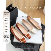 王小毒 真皮百搭平底单鞋 星落归尘 女新款 女 R方扣V方头单鞋