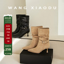 【王小毒】巴黎转角●6.5尖头高跟瘦瘦靴女复古两穿堆堆中筒靴子