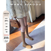 弹力长靴子女长筒靴新款 行走PS机 显瘦加绒不过膝女靴 王小毒