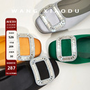 絲光水鉆淺口單鞋 王小毒 矜華 方扣優雅宴會通勤 女2025新款