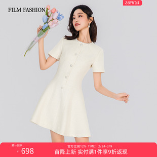 【2.24上新】一电影一时装2026夏季新款小香短袖连衣裙收腰纯色女