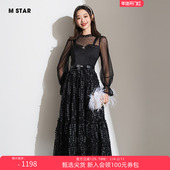 气质重工质感蕾丝绣花假两件连衣裙长裙女气质 法式 STAR秋季 新款