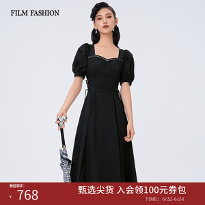 一电影一时装夏季新款法式黑色连衣裙显瘦裙子女气质好看流行