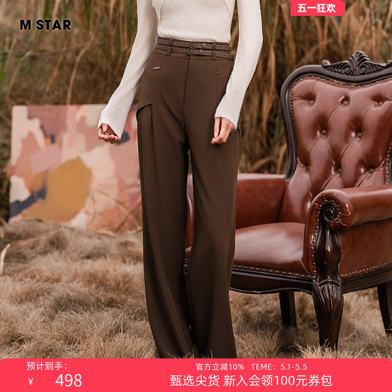 M STAR秋季新款复古通勤轻职直筒长裤女美拉德穿搭独特超好看