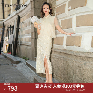 改良印花优雅气质套装 一电影一时装 新中式 新款 两件套女 2025夏季