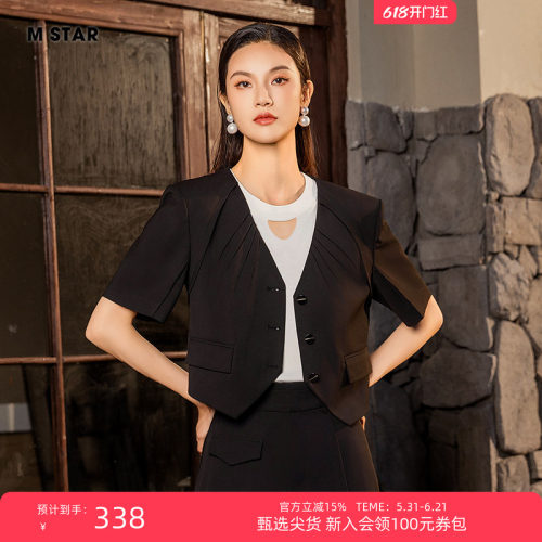 黑色通勤风不对称西装短外套女士
