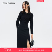 连衣裙开叉镂空A字长袖 三醋纤女 冬季 新款 3件8折 一电影一时装