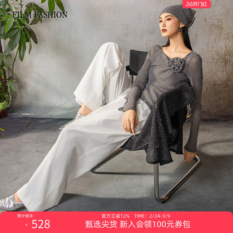 一电影一时装早春新款长裤阔腿裤高腰纯色高级通勤休闲时尚女士 - 一电影一时装旗舰店出品