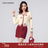 上衣女长袖 毛织开衫 V领玫瑰花独特好看 2026早春新款 一电影一时装