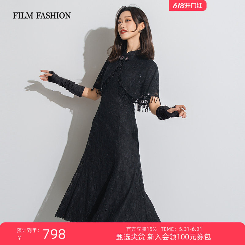 一电影一时装春季新款旗袍连衣裙重工礼服裙子显瘦裙子气质休闲女