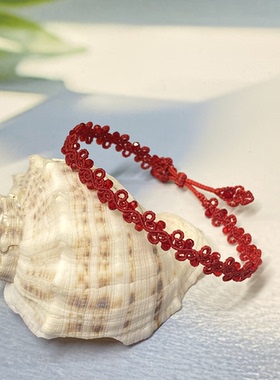 新年蜡线手链手工编织手绳男女情侣本命年红绳尖晶石金刚结般若镯