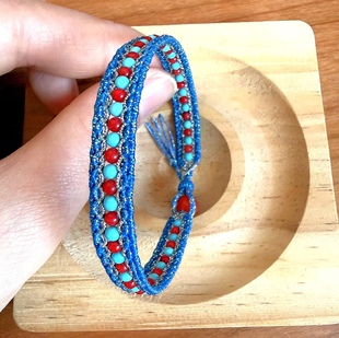 手工编织腊线民族风玛瑙绿松石手链小红书同款可定制女生闺蜜款