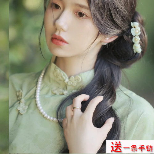 旗袍珍珠项链女士项圈锁骨链