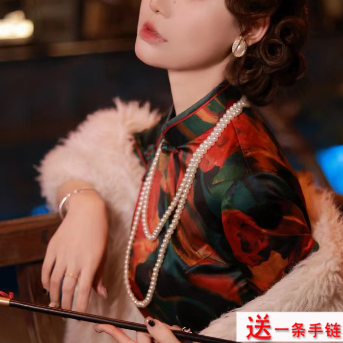 配旗袍珍珠项链155cm中长款