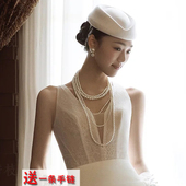 多层珍珠项链法式 复古颈链配饰品女士五层锁骨链中长款 毛衣链569