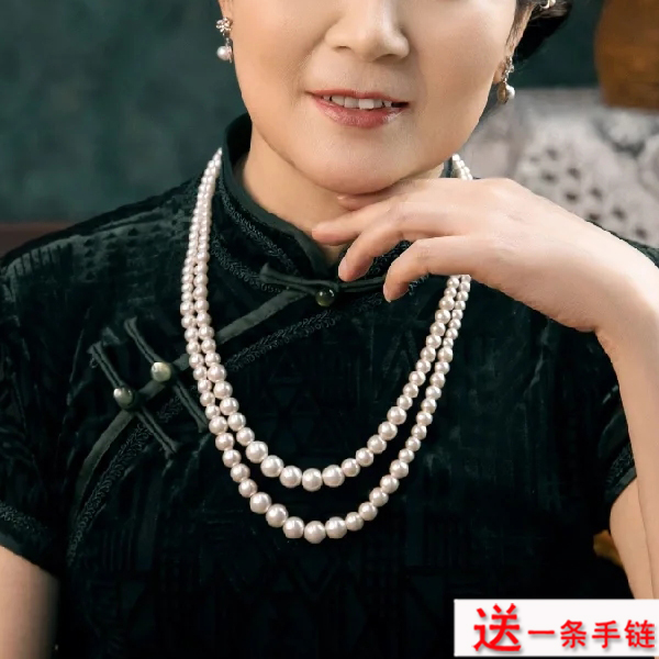 双层珍珠项链配旗袍配饰品