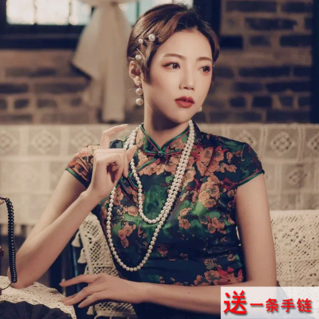 搭配旗袍珍珠项链中长款夏季锁骨链女士多层颈链民国风配饰品1789图片