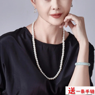 白色珍珠项链女士2026新款夏季配饰品锁骨链中长款颈链毛衣链428