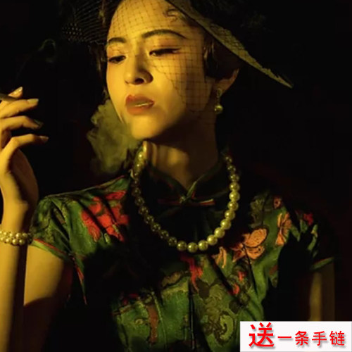 新款配旗袍珍珠项链配旗袍项链女士复古长颈链50cm锁骨链子项圈95