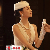 多层叠戴仿珍珠项链复古风颈链配饰品女士锁骨链中长款 毛衣链569