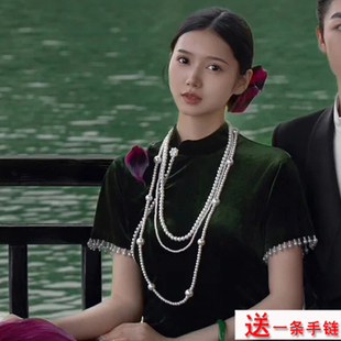 搭配旗袍珍珠项链女款多层叠戴中长款颈链子项圈百搭毛衣链子1935