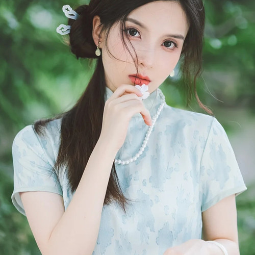 配旗袍珍珠项链55cm颈链加长款锁骨链毛衣链女士复古拍照饰品052