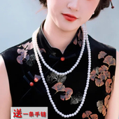 双层珍珠项链配旗袍配饰品多层中长款 毛衣链女士两层锁骨颈链568
