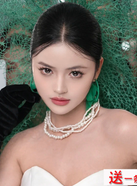 四层白色珍珠项链颈链女士