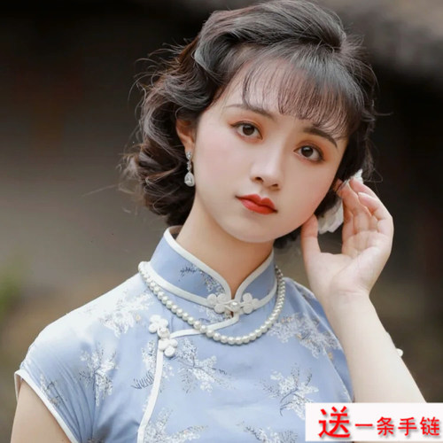 搭配旗袍珍珠项链女士50cm颈链子锁骨链复古国风摄影拍照饰品606