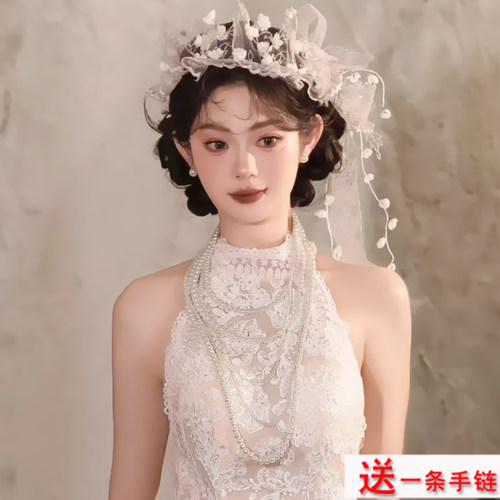 仿珍珠多层长款项链毛衣链