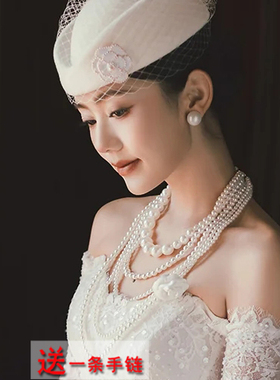 多层珍珠项链配礼服配饰品2026新款颈链女锁骨链长款百搭项饰618