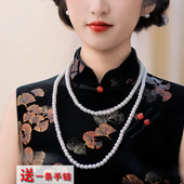 双层叠戴项链配旗袍配饰品中长款 仿珍珠毛衣链女士锁骨链颈链568