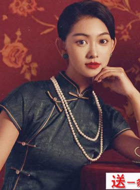搭配旗袍珍珠项链双层叠戴中长款