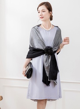 黑色小披肩围巾丝巾晚宴会斗蓬伴娘外套晚礼服旗袍外搭女士88226