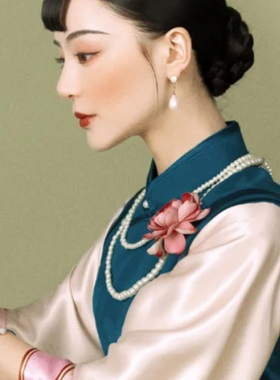 搭配旗袍珍珠项链配饰品夏季中长款颈链双层叠戴毛衣链子女士689