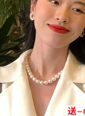 仿珍珠项链女款法式轻奢毛衣链子choker装饰颈链锁骨链子饰品933